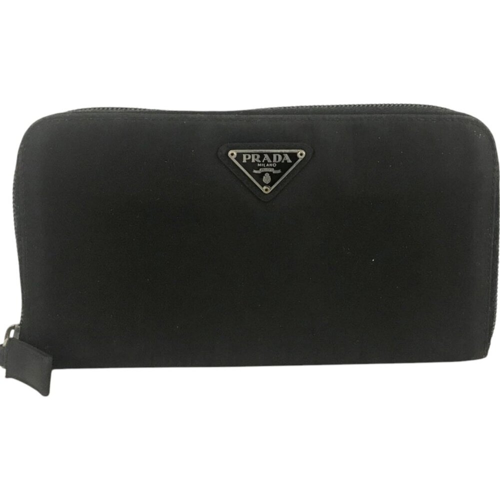 260173BO (L1) Prada Wallet Long Plate Black Nylon
